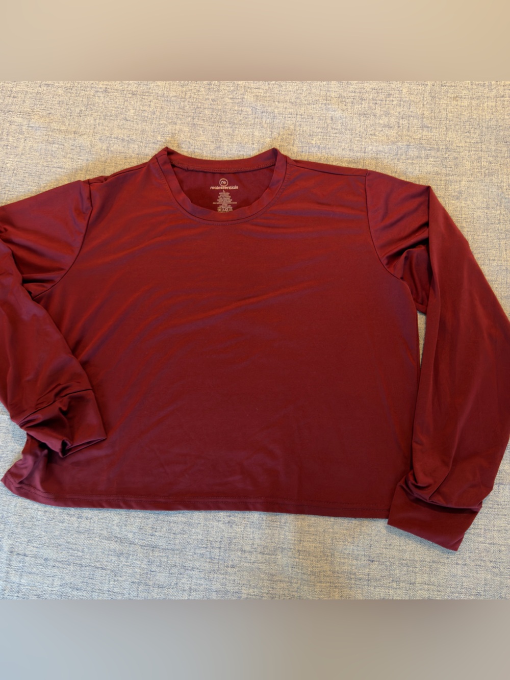 Essentials Long Sleeve Crewneck Top - Burgundy